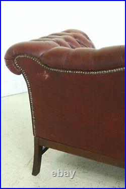 F32355EC Vintage Red Tufted Leather Chesterfield Sofa
