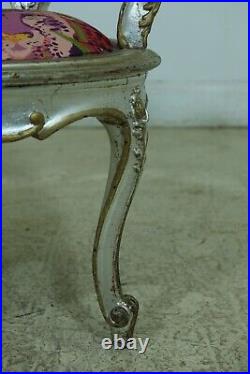 F53513EC French Louis XV Style Silver Leaf Finish Small Settee