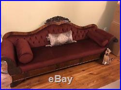 (FINAL LISTING) Burgundy Antique Empire Parlor Sofa