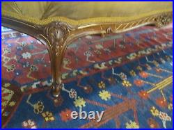 FINE ANTIQUE LOUIS XV STYLE WALNUT RECAMIER With GOLD INCISED HIGHLIGHTS WIDE BACK