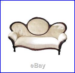 FREE SHIPPING antique victorian cameo settee/loveseat/sofa/couch in dark walnut