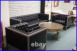 Fantastic Amsterdam Transitional sofa and 2 arm chairs antique silver and black