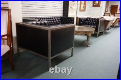 Fantastic Amsterdam Transitional sofa and 2 arm chairs antique silver and black