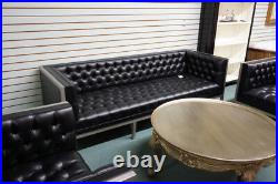 Fantastic Amsterdam Transitional sofa and 2 arm chairs antique silver and black