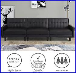 Faux Leather Futon Sofa Bed Couch Sleeper Convertible Foldable Loveseat Sofa Set