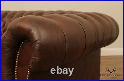 Ferguson Copeland Antique Mahogany Brown Tufted Leather New Chesterfield Sofa