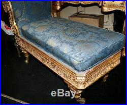 Fine 19th c. Carved Gilt Scroll End Chaise Longue