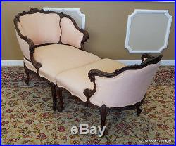 Fine Antique Carved Mahogany French Louis Duchesse Brisee Chaise Lounge c1890