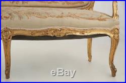 Fine French Louis XV Style Carved Giltwood Antique Canapé Sofa Settee c. 1900