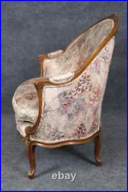 Fine Quality Carved Walnut French Louis XV Canape Settee with Peacock Upholstery