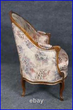 Fine Quality Carved Walnut French Louis XV Canape Settee with Peacock Upholstery