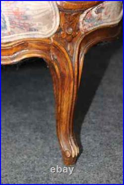 Fine Quality Carved Walnut French Louis XV Canape Settee with Peacock Upholstery