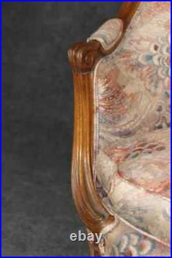 Fine Quality Carved Walnut French Louis XV Canape Settee with Peacock Upholstery