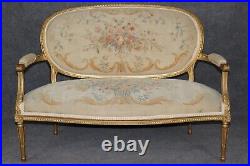 Fine Quality Giltwood Aubusson Upholstered French Louis XVI Style Settee