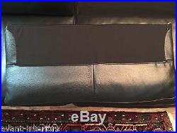 Florence Knoll Cassina style Thick Black Leather & Steel Sofa Loveseat Settee