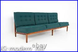 Florence Knoll Mid Century Parallel Bar Walnut Green Daybed Slipper sofa mcm