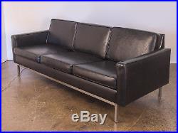 Florence Knoll Style Black Chrome Frame Sofa for Steelcase