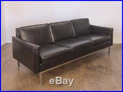 Florence Knoll Style Black Chrome Frame Sofa for Steelcase