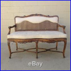 French Antique Walnut Settee Sofa with Caned Accents Antique Furniture