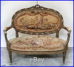 French Aubusson Louis XV Style Settee 19th c