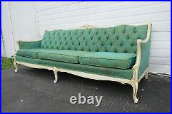 French Carved Painted Tufted Back Long Sofa Couch 2102