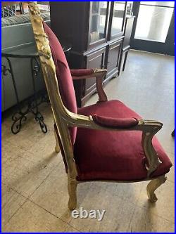 French Chair Antique Louis XV Red/Gold