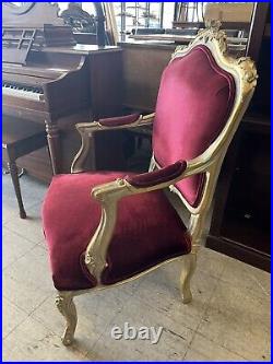 French Chair Antique Louis XV Red/Gold