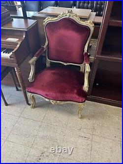 French Chair Antique Louis XV Red/Gold