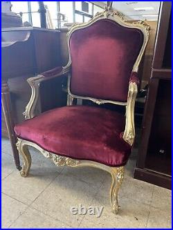 French Chair Antique Louis XV Red/Gold