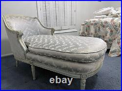 French Chaise Lounge Louis XV Style Vintage Hand Crafted in Blue
