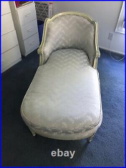 French Chaise Lounge Louis XV Style Vintage Hand Crafted in Blue