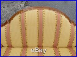 French Country Federal Camel Back Striped Sofa Couch