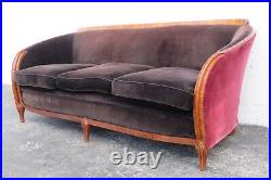 French Deco Carved Long Sofa Couch and His and Hers Chairs 3004