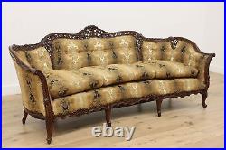 French Design Vintage Carved Birch Sofa or Couch, Flowers #48353