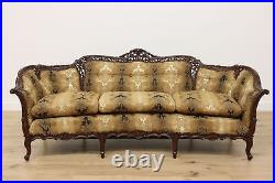 French Design Vintage Carved Birch Sofa or Couch, Flowers #48353