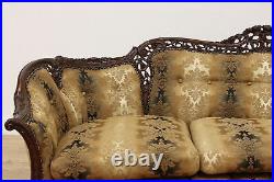 French Design Vintage Carved Birch Sofa or Couch, Flowers #48353