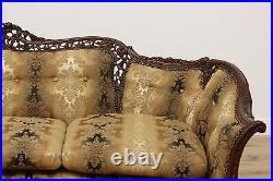 French Design Vintage Carved Birch Sofa or Couch, Flowers #48353