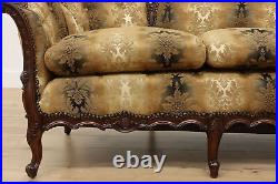 French Design Vintage Carved Birch Sofa or Couch, Flowers #48353