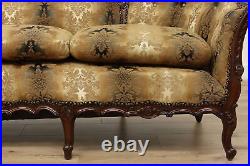 French Design Vintage Carved Birch Sofa or Couch, Flowers #48353