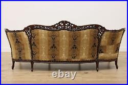 French Design Vintage Carved Birch Sofa or Couch, Flowers #48353