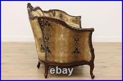 French Design Vintage Carved Birch Sofa or Couch, Flowers #48353