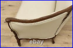 French Design Vintage Carved Sofa or Couch, Leather, Birds #50116