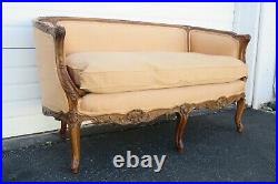 French Early 1900s Hand Carved Walnut Large Loveseat Settee Small Sofa 2004