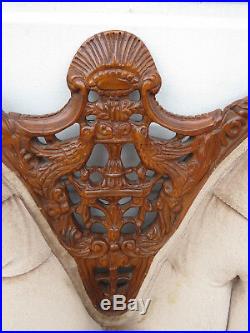 French Hand Carved Birds Kidney Shape Love Seat Settee 9491