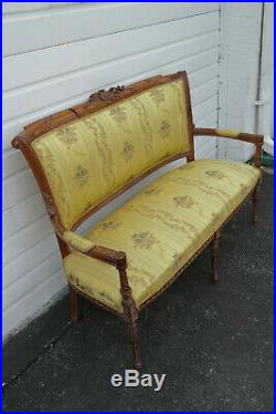 French Hand Carved Violin Vintage Settee Love Seat 9768
