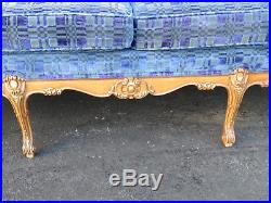 French Heavy Carved Long Solid Wood Sofa Couch with Gold Highlight 8735