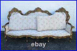 French Heavy Carved Painted Antique Gold Large Long Sofa Couch 2456