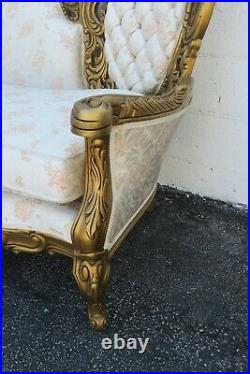 French Heavy Carved Painted Antique Gold Large Long Sofa Couch 2456