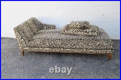 French Leopard Print Long Wide Fainting Couch Chaise Lounge 5538