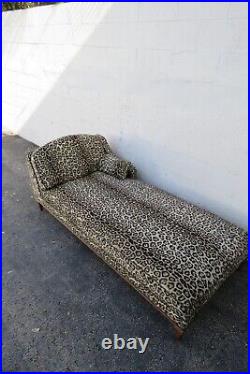 French Leopard Print Long Wide Fainting Couch Chaise Lounge 5538